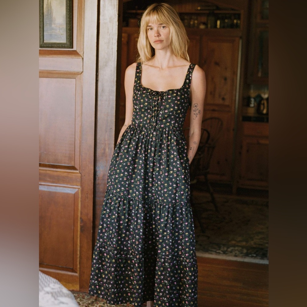 Christy Dawn Size Small Adele Dress Tiered Sundress Adjustable Corset Floral